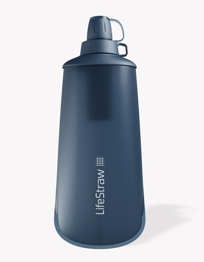 LifeStraw Peak Series Collapsible Squeeze 1L Bottle with Filter Bottle Filter LifeStraw Water Filters & Purifiers/Color-Mountain Blue