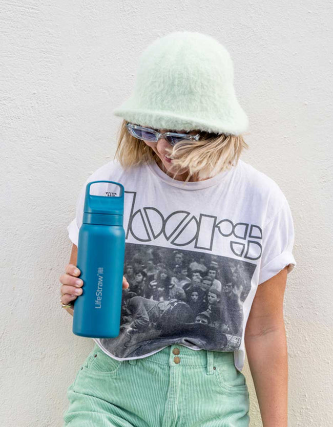LifeStraw Go Series Stainless Steel 1L Bottle Filter LifeStraw - Online store/Color-Icelandic Blue